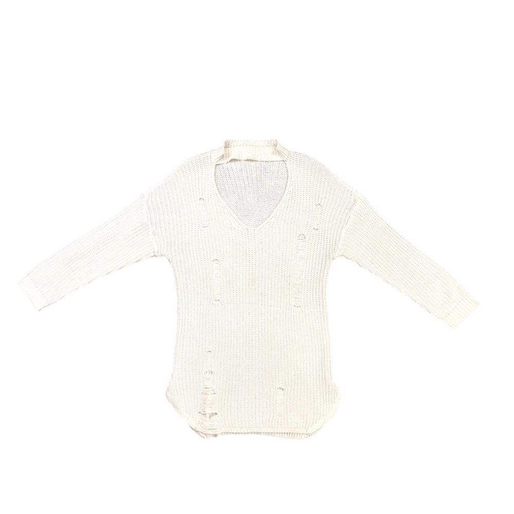 No Comment Distressed Sweater